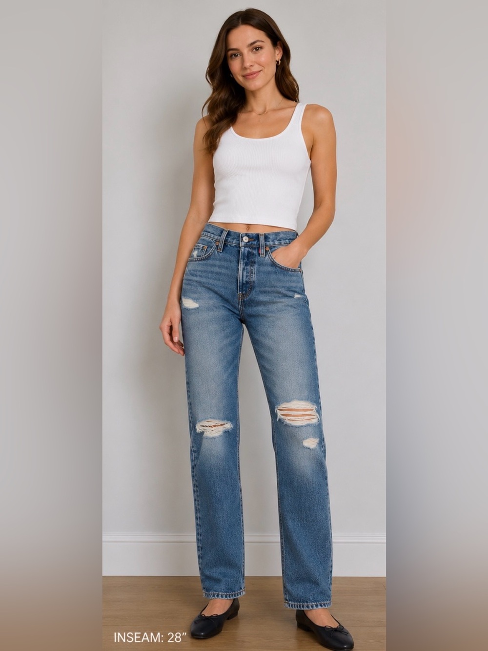 Levi’s 501 Original Fit Distressed Cropped Jeans Light Wash W31 L28